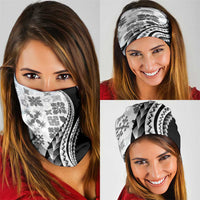 Black Hawaiian Quilt Pattern Neck Gaiter Mixed Polynesian Tribal Arty - Polynesian Pride