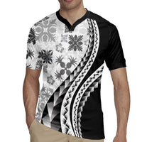 Black Hawaiian Quilt Pattern Rugby Jersey Mixed Polynesian Tribal Arty LT9 - Polynesian Pride