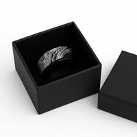 Black Hawaiian Quilt Pattern Spinner Ring Mixed Polynesian Tribal Arty - Polynesian Pride