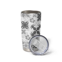 Black Hawaiian Quilt Pattern Tumbler Cup Mixed Polynesian Tribal Arty