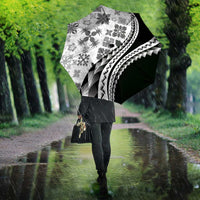 Black Hawaiian Quilt Pattern Umbrella Mixed Polynesian Tribal Arty - Polynesian Pride