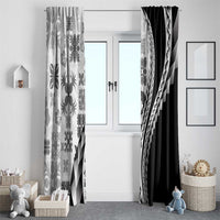 Black Hawaiian Quilt Pattern Window Curtain Mixed Polynesian Tribal Arty