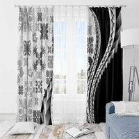 Black Hawaiian Quilt Pattern Window Curtain Mixed Polynesian Tribal Arty