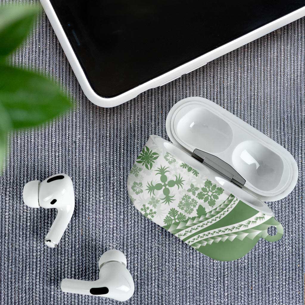 Green Hawaiian Quilt Pattern AirPods Case Mixed Polynesian Tribal Arty - Polynesian Pride