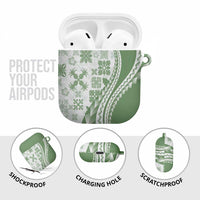 Green Hawaiian Quilt Pattern AirPods Case Mixed Polynesian Tribal Arty - Polynesian Pride