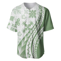 Green Hawaiian Quilt Pattern Baseball Jersey Mixed Polynesian Tribal Arty LT9 Green - Polynesian Pride
