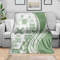 Green Hawaiian Quilt Pattern Blanket Mixed Polynesian Tribal Arty