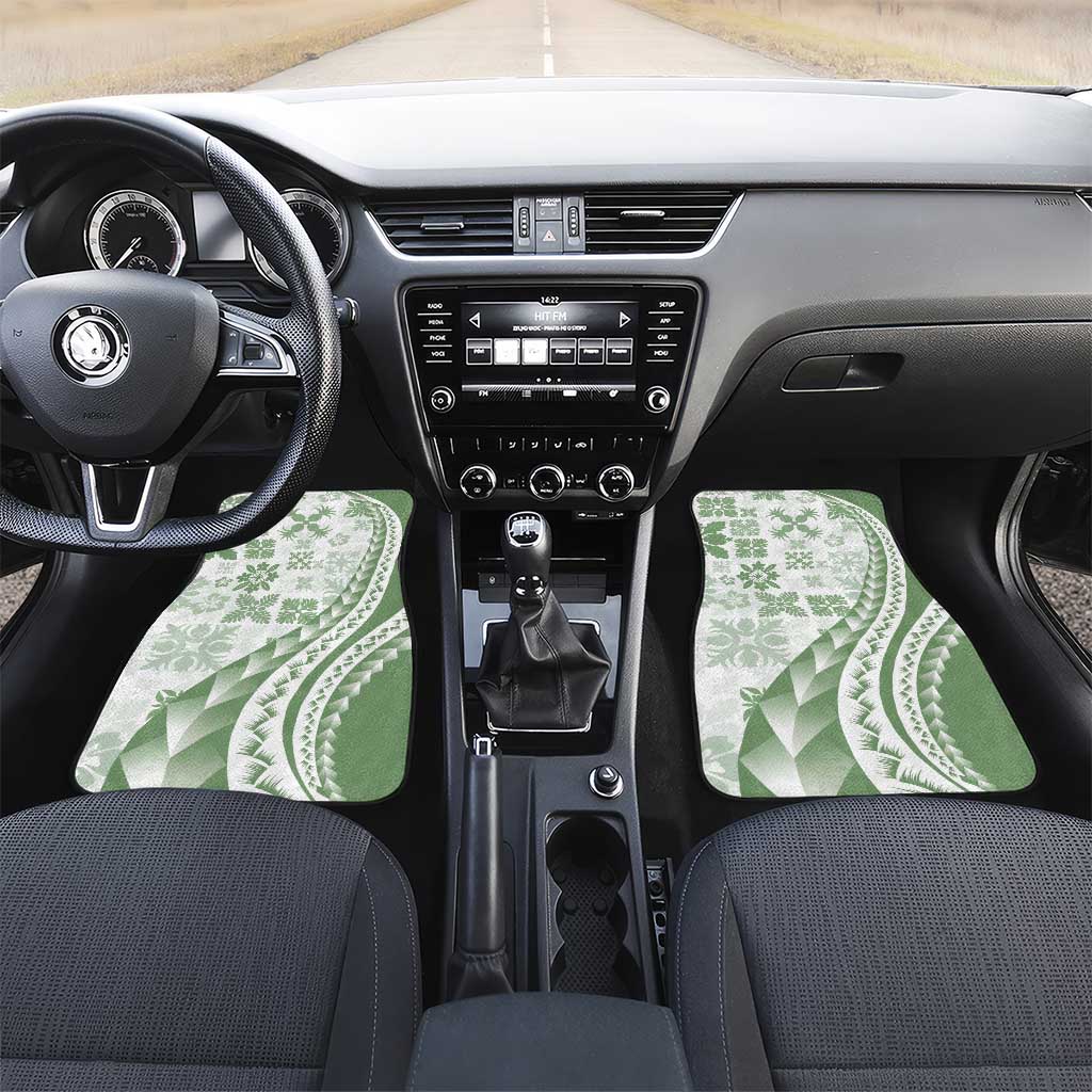 Green Hawaiian Quilt Pattern Car Mats Mixed Polynesian Tribal Arty