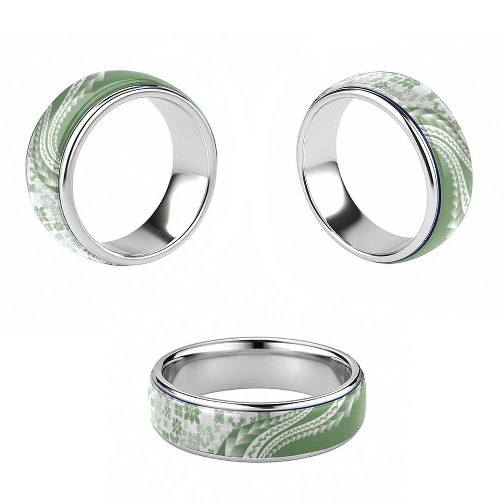 Green Hawaiian Quilt Pattern Classic Ring Mixed Polynesian Tribal Arty LT9 - Polynesian Pride