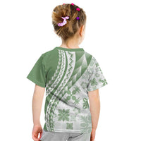 Green Hawaiian Quilt Pattern Kid T Shirt Mixed Polynesian Tribal Arty LT9 - Polynesian Pride