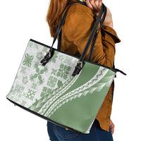 Green Hawaiian Quilt Pattern Leather Tote Bag Mixed Polynesian Tribal Arty LT9 - Polynesian Pride