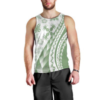 Green Hawaiian Quilt Pattern Men Tank Top Mixed Polynesian Tribal Arty