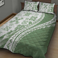 Green Hawaiian Quilt Pattern Quilt Bed Set Mixed Polynesian Tribal Arty