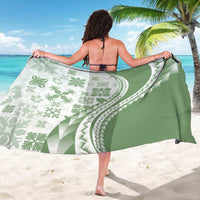 Green Hawaiian Quilt Pattern Sarong Mixed Polynesian Tribal Arty
