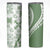 Green Hawaiian Quilt Pattern Skinny Tumbler Mixed Polynesian Tribal Arty