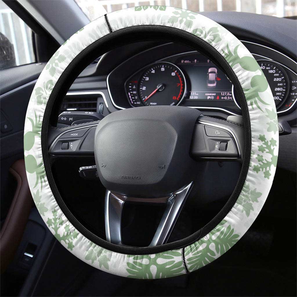 Green Hawaiian Quilt Pattern Steering Wheel Cover Mixed Polynesian Tribal Arty