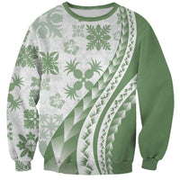 Green Hawaiian Quilt Pattern Sweatshirt Mixed Polynesian Tribal Arty LT9 Unisex Green - Polynesian Pride