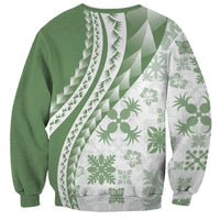 Green Hawaiian Quilt Pattern Sweatshirt Mixed Polynesian Tribal Arty LT9 - Polynesian Pride