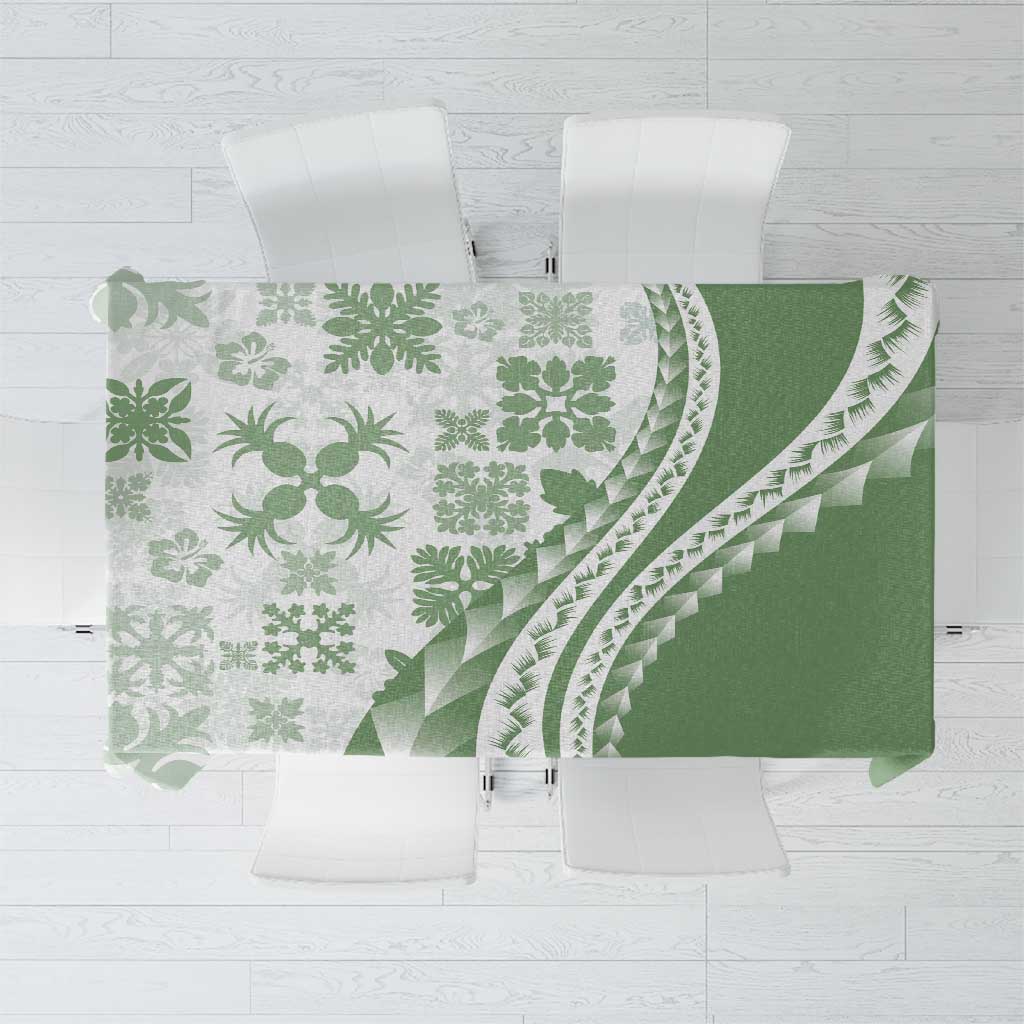 Green Hawaiian Quilt Pattern Tablecloth Mixed Polynesian Tribal Arty LT9 Green - Polynesian Pride