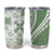 Green Hawaiian Quilt Pattern Tumbler Cup Mixed Polynesian Tribal Arty