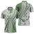 Green Hawaiian Quilt Pattern Zipper Polo Shirt Mixed Polynesian Tribal Arty - Polynesian Pride