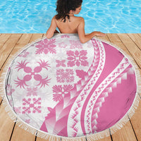 Pink Hawaiian Quilt Pattern Beach Blanket Mixed Polynesian Tribal Arty