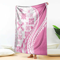 Pink Hawaiian Quilt Pattern Blanket Mixed Polynesian Tribal Arty