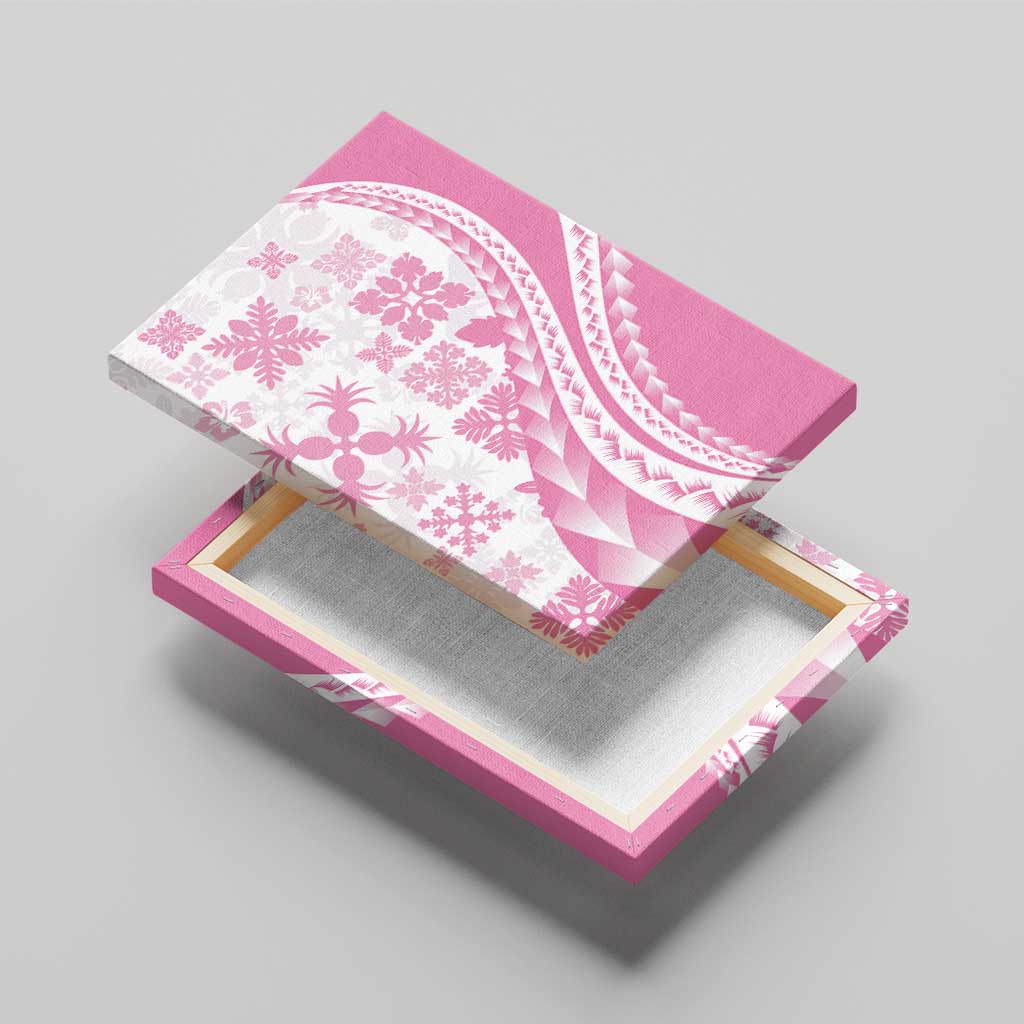 Pink Hawaiian Quilt Pattern Canvas Wall Art Mixed Polynesian Tribal Arty