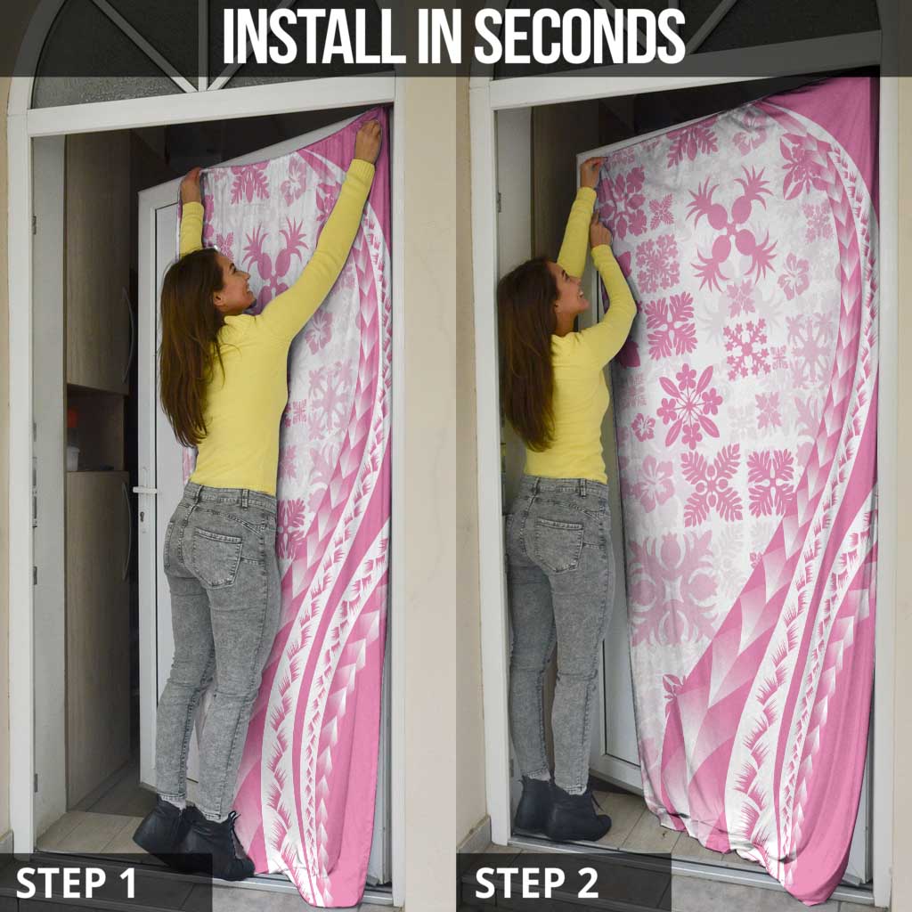 Pink Hawaiian Quilt Pattern Door Cover Mixed Polynesian Tribal Arty - Polynesian Pride