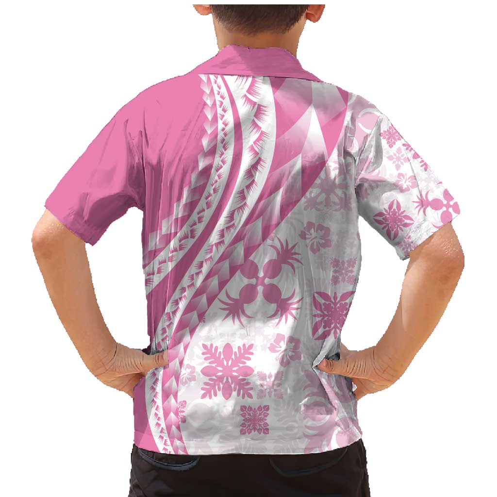 Pink Hawaiian Quilt Pattern Family Matching Mermaid Dress and Hawaiian Shirt Mixed Polynesian Tribal Arty LT9 - Polynesian Pride