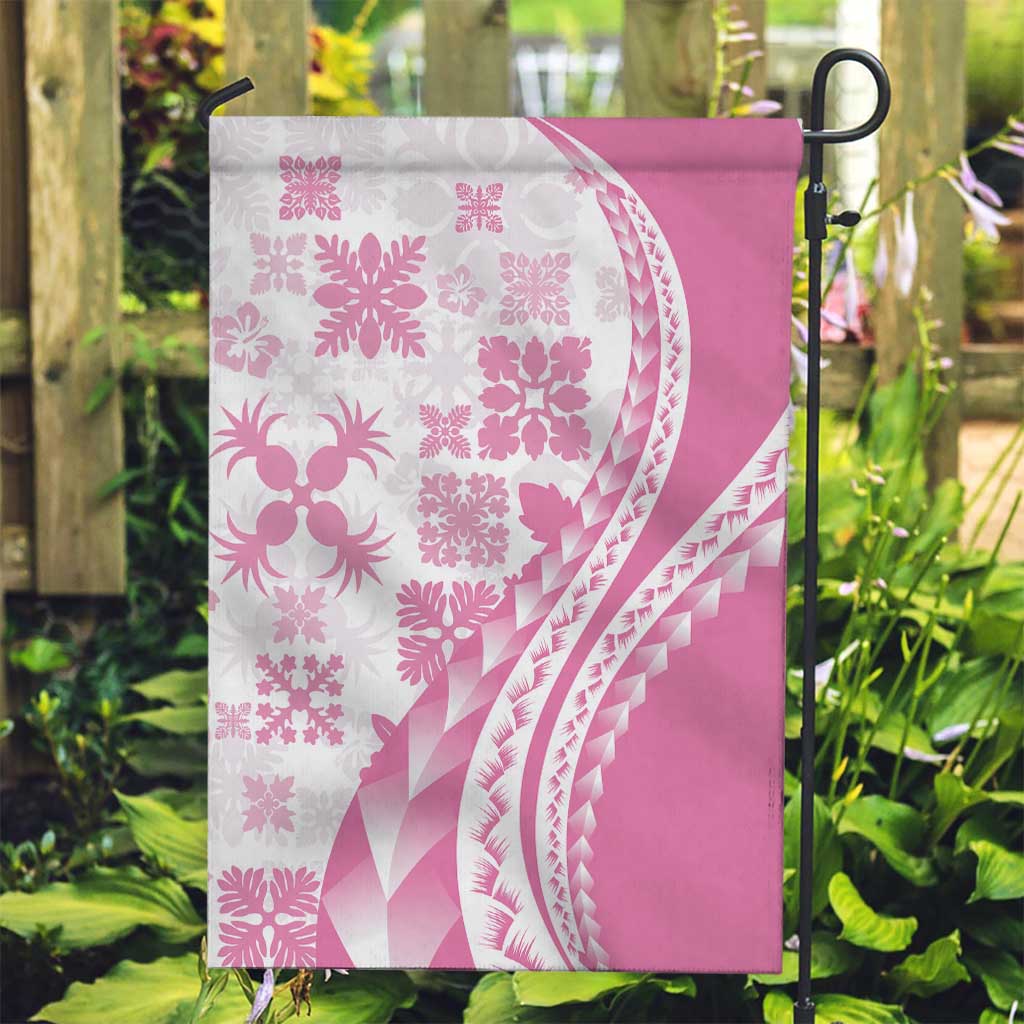 Pink Hawaiian Quilt Pattern Garden Flag Mixed Polynesian Tribal Arty