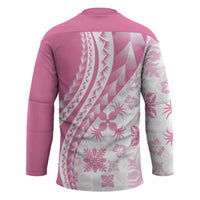 Pink Hawaiian Quilt Pattern Hockey Jersey Mixed Polynesian Tribal Arty - Polynesian Pride