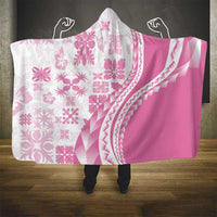 Pink Hawaiian Quilt Pattern Hooded Blanket Mixed Polynesian Tribal Arty