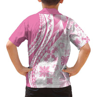 Pink Hawaiian Quilt Pattern Kid Hawaiian Shirt Mixed Polynesian Tribal Arty LT9 - Polynesian Pride
