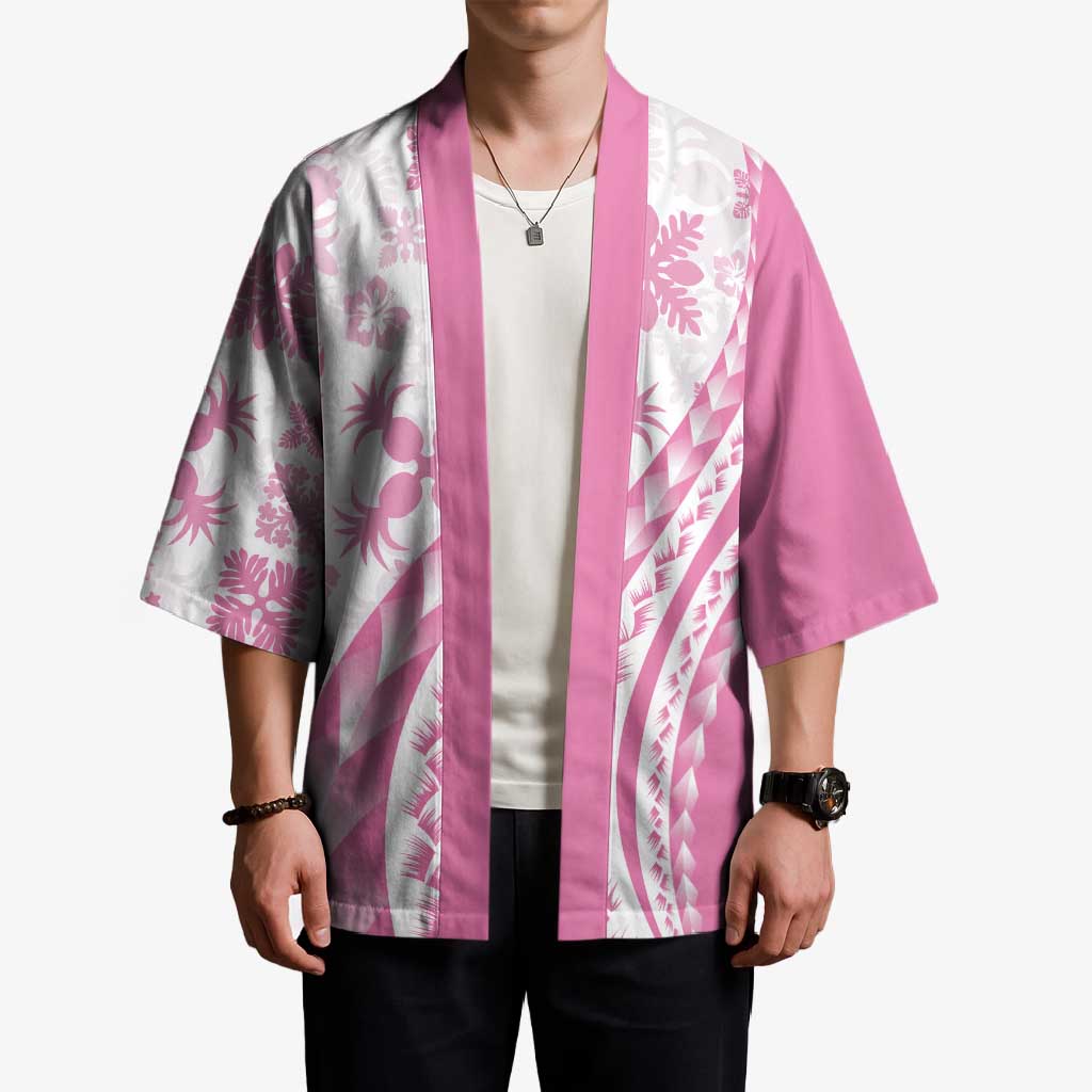 Pink Hawaiian Quilt Pattern Kimono Mixed Polynesian Tribal Arty - Polynesian Pride