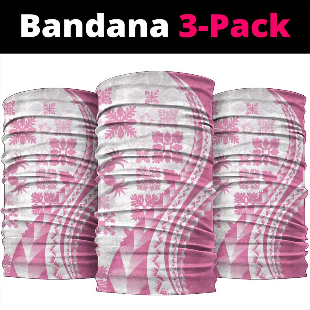 Pink Hawaiian Quilt Pattern Neck Gaiter Mixed Polynesian Tribal Arty - Polynesian Pride