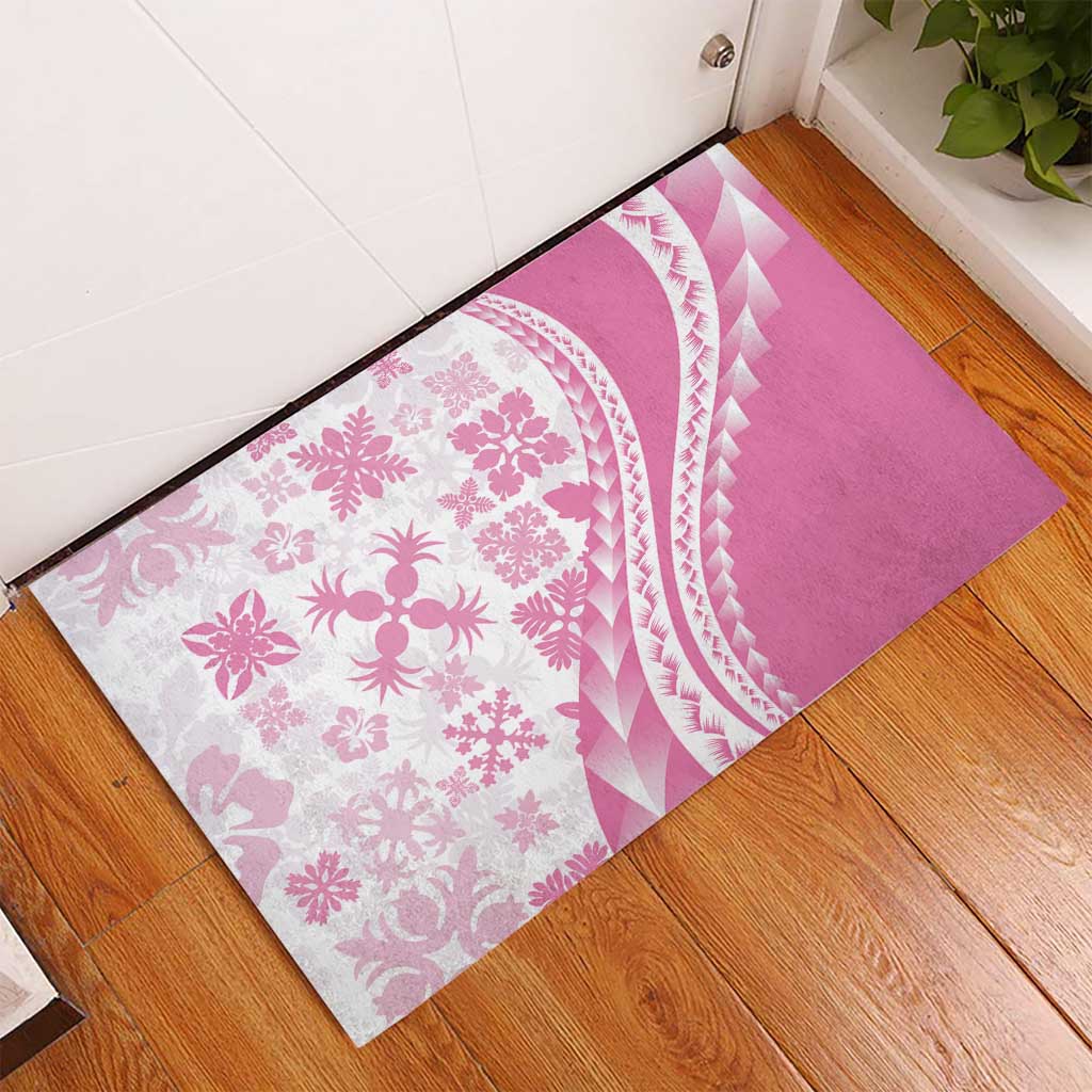 Pink Hawaiian Quilt Pattern Rubber Doormat Mixed Polynesian Tribal Arty LT9 - Polynesian Pride