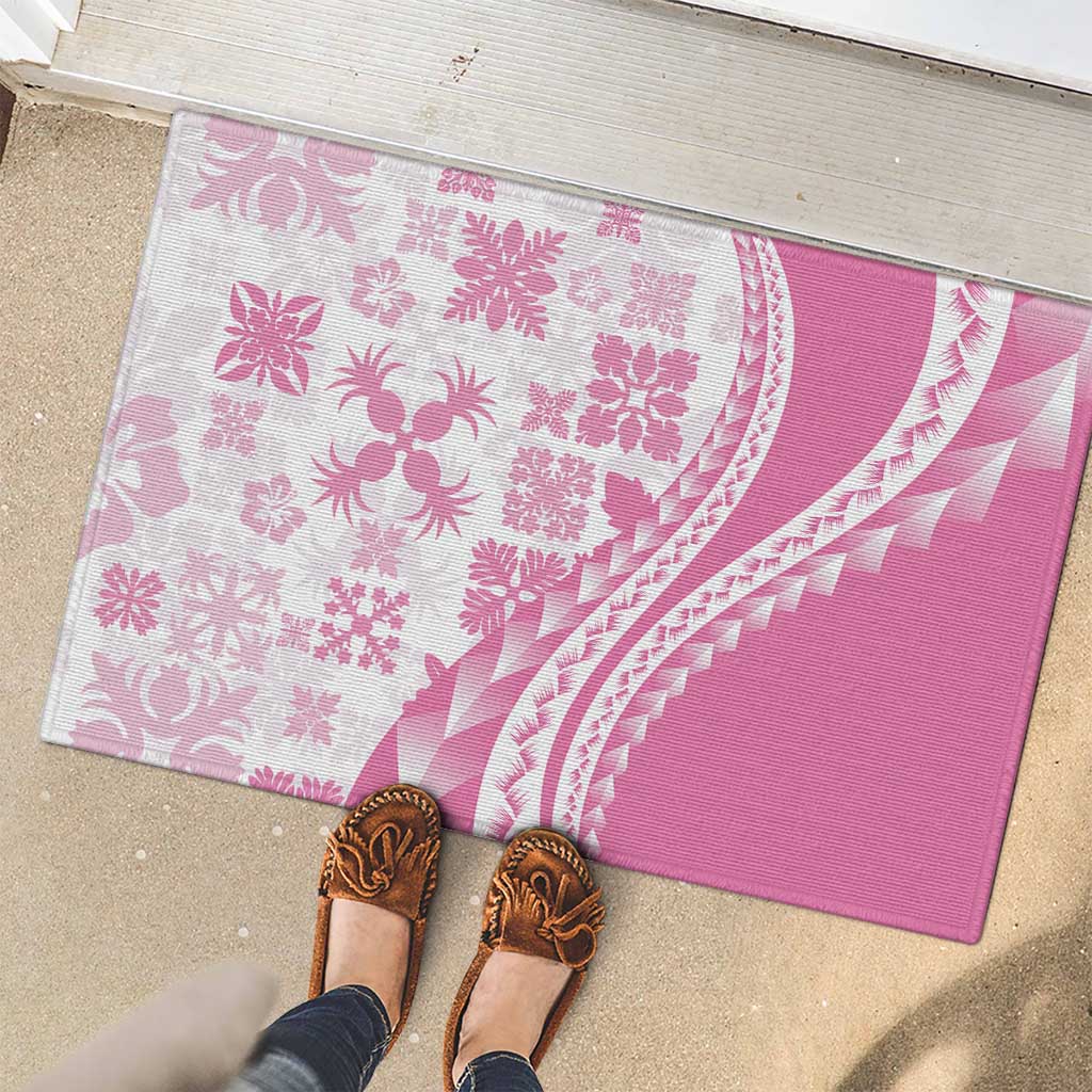 Pink Hawaiian Quilt Pattern Rubber Doormat Mixed Polynesian Tribal Arty LT9 - Polynesian Pride