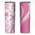Pink Hawaiian Quilt Pattern Skinny Tumbler Mixed Polynesian Tribal Arty