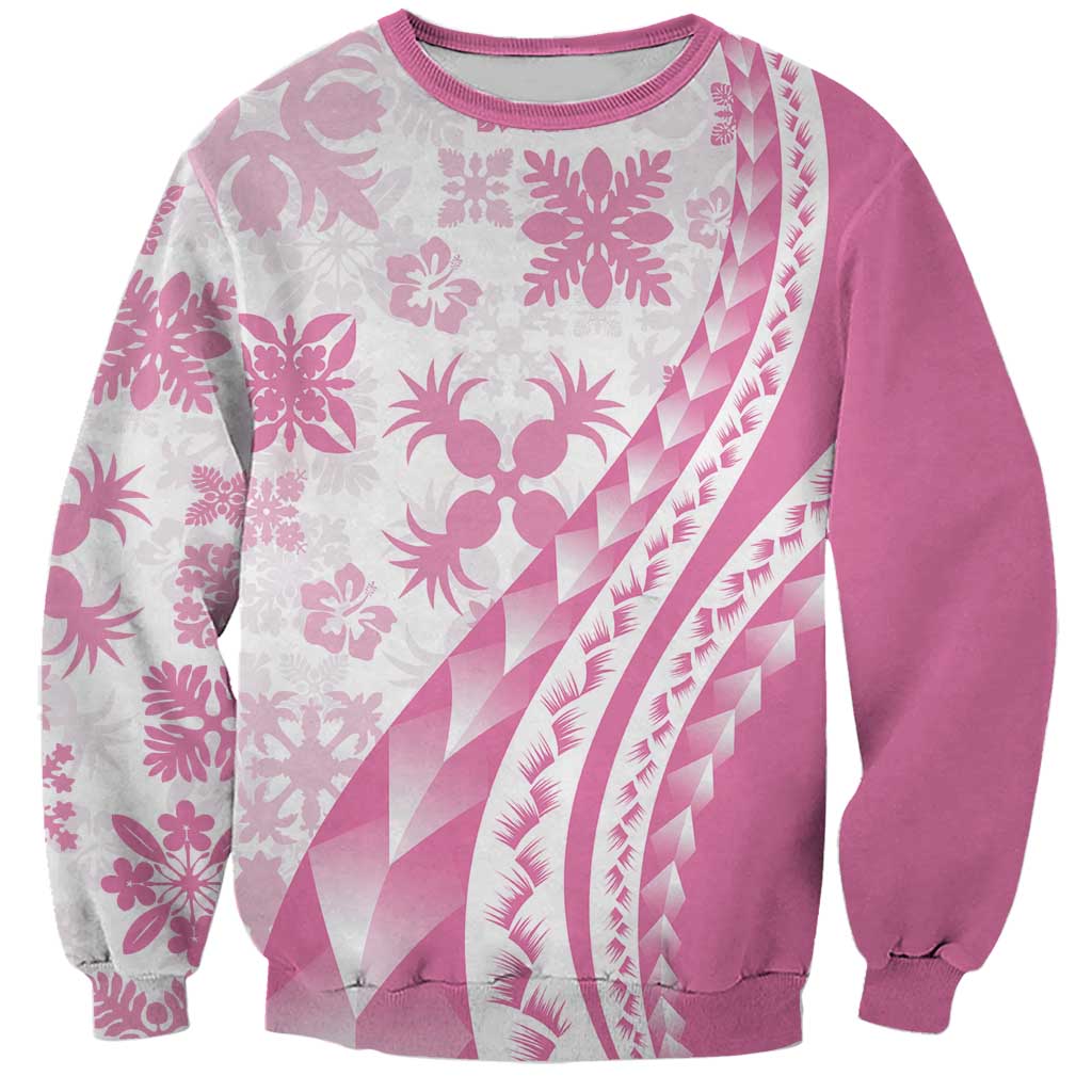 Pink Hawaiian Quilt Pattern Sweatshirt Mixed Polynesian Tribal Arty LT9 Unisex Pink - Polynesian Pride