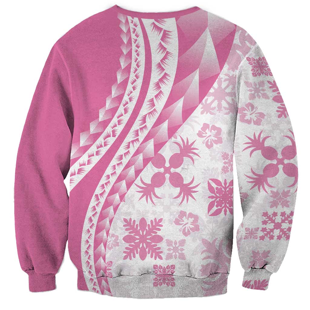 Pink Hawaiian Quilt Pattern Sweatshirt Mixed Polynesian Tribal Arty LT9 - Polynesian Pride