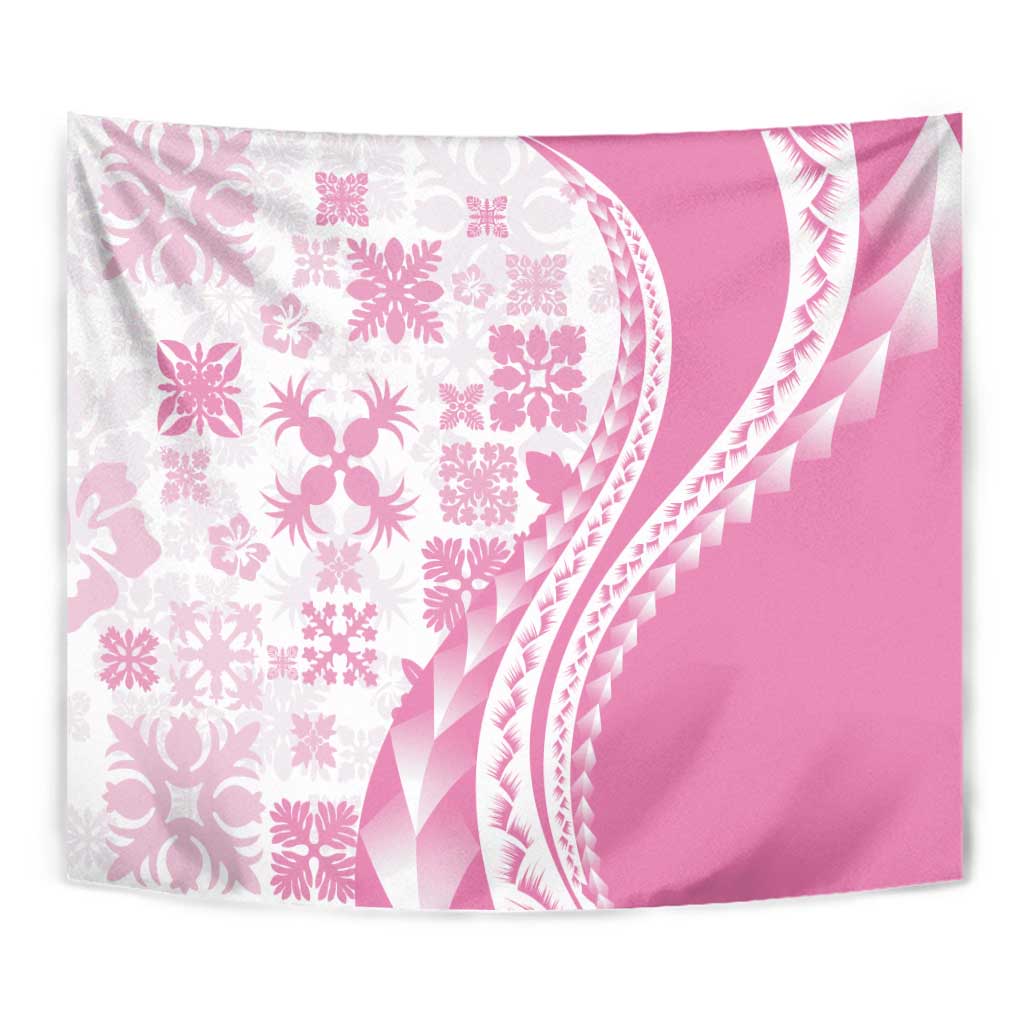 Pink Hawaiian Quilt Pattern Tapestry Mixed Polynesian Tribal Arty