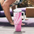Pink Hawaiian Quilt Pattern Tumbler With Handle Mixed Polynesian Tribal Arty