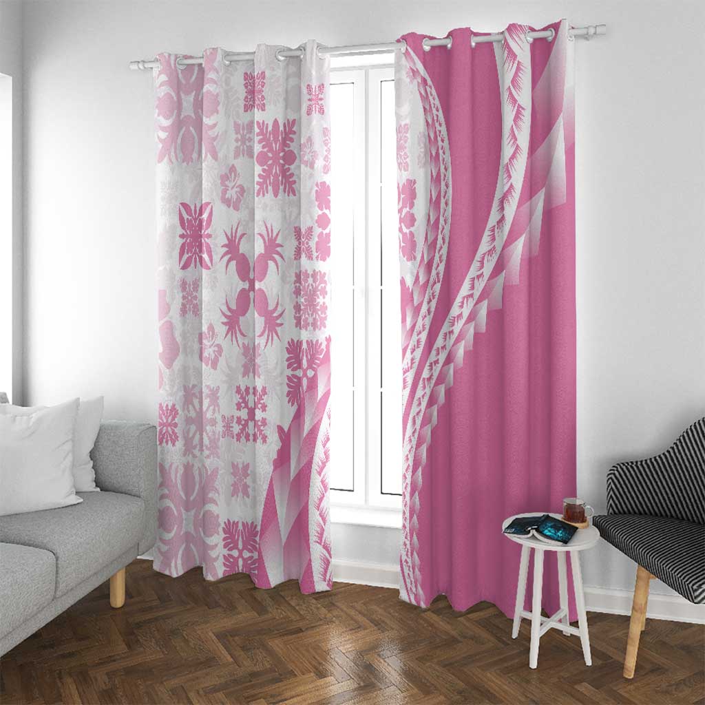 Pink Hawaiian Quilt Pattern Window Curtain Mixed Polynesian Tribal Arty