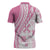 Pink Hawaiian Quilt Pattern Zipper Polo Shirt Mixed Polynesian Tribal Arty - Polynesian Pride