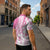 Pink Hawaiian Quilt Pattern Zipper Polo Shirt Mixed Polynesian Tribal Arty - Polynesian Pride