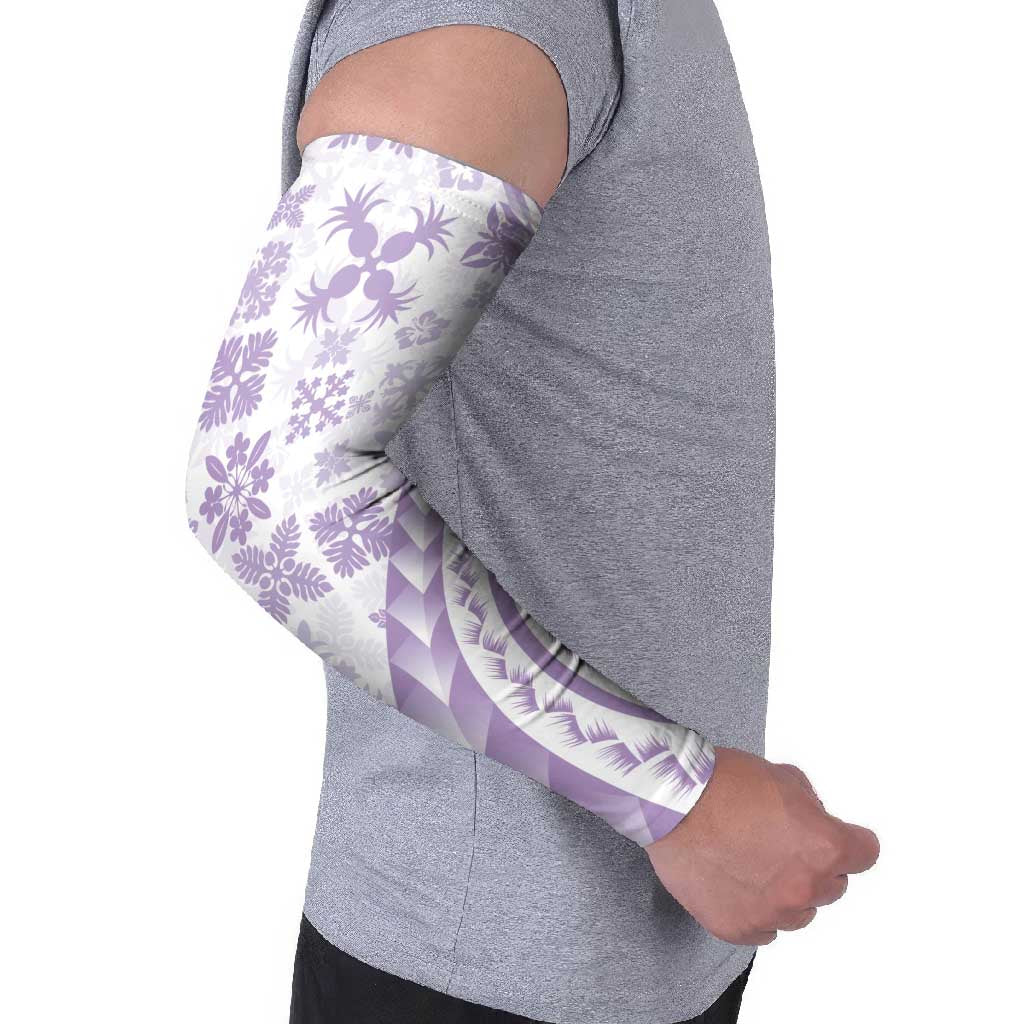 Purple Hawaiian Quilt Pattern Arm Sleeves Mixed Polynesian Tribal Arty - Polynesian Pride
