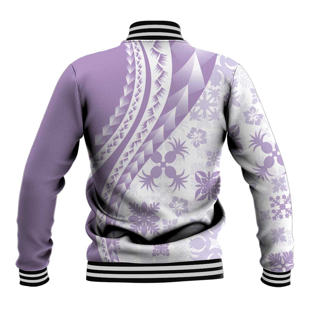 Purple Hawaiian Quilt Pattern Baseball Jacket Mixed Polynesian Tribal Arty LT9 - Polynesian Pride