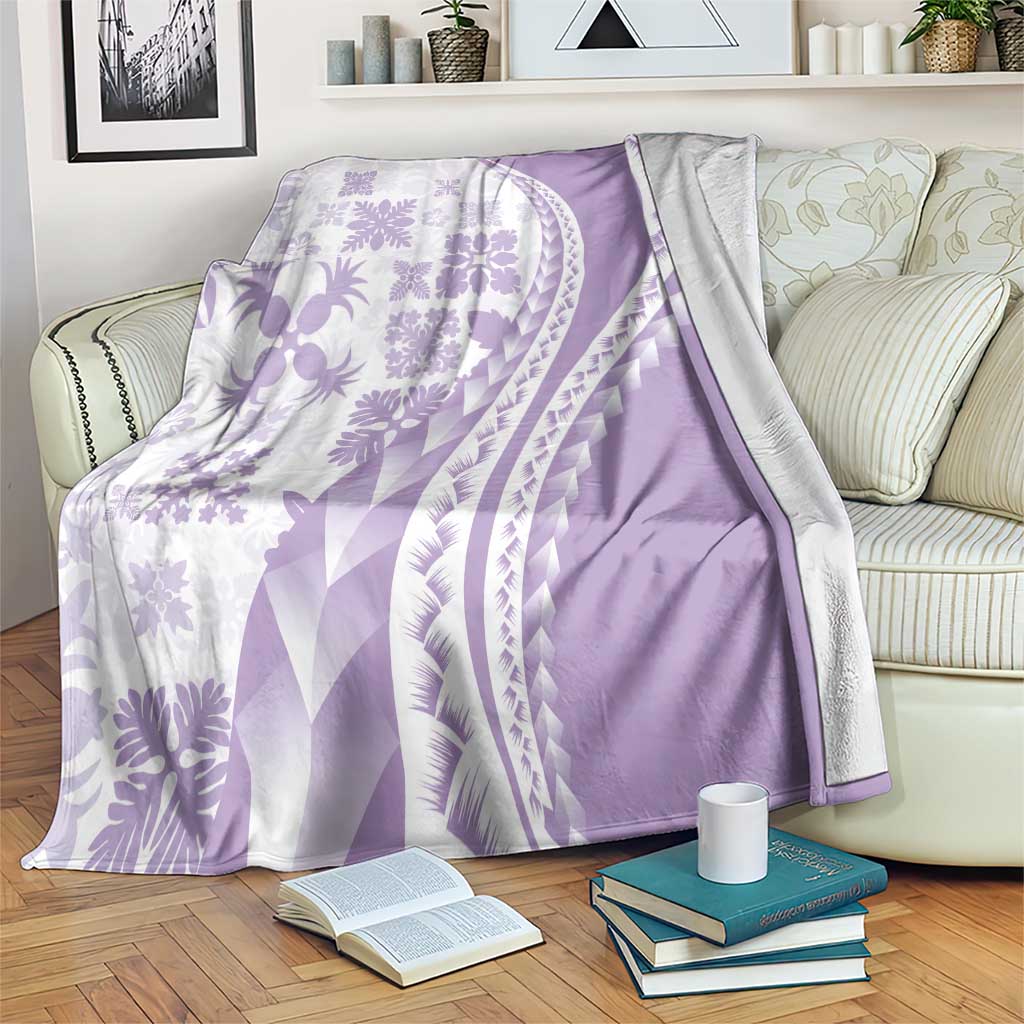 Purple Hawaiian Quilt Pattern Blanket Mixed Polynesian Tribal Arty