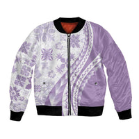 Purple Hawaiian Quilt Pattern Bomber Jacket Mixed Polynesian Tribal Arty LT9 Unisex Purple - Polynesian Pride
